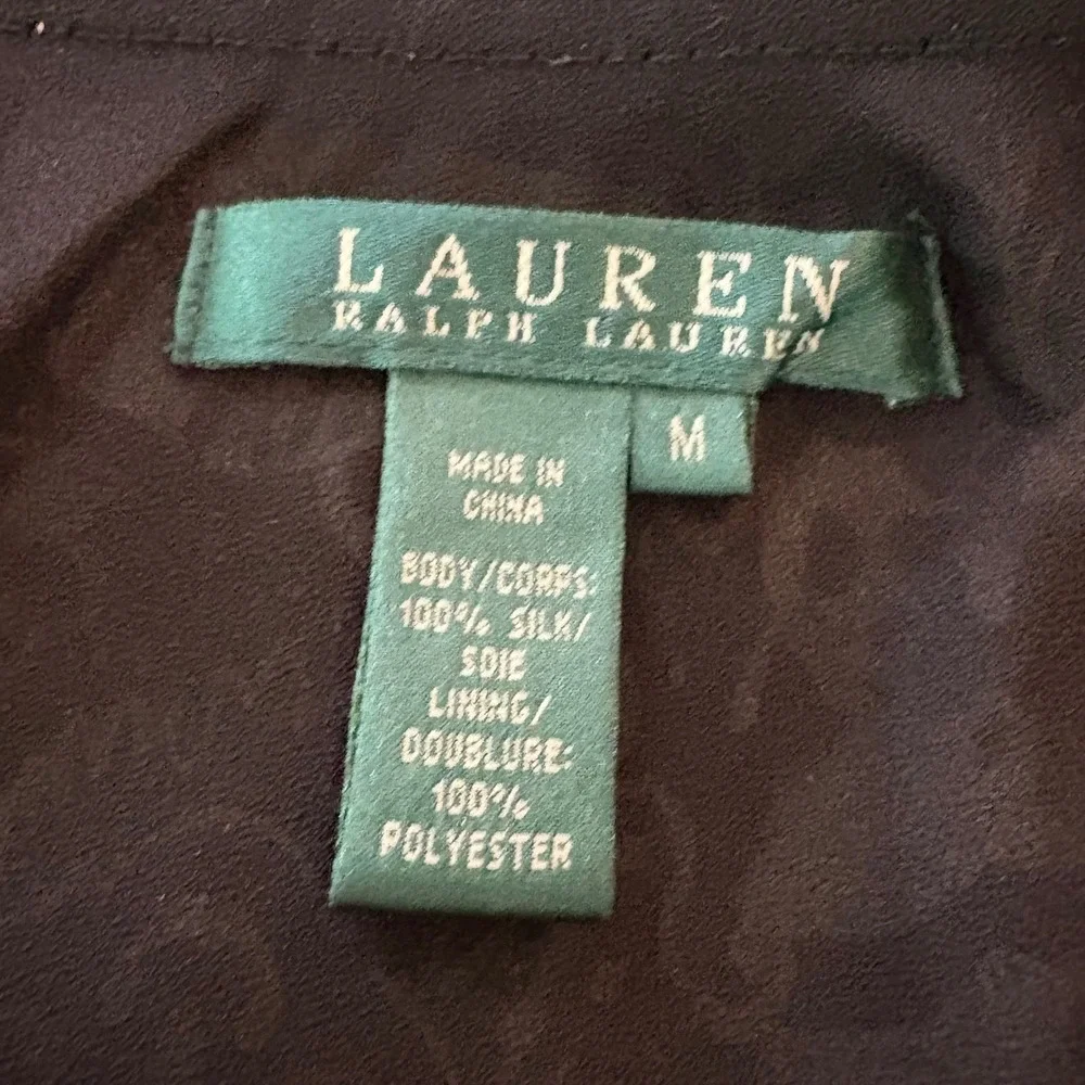 Lauren Ralph Lauren Silk Black‎ Beige Skirt Flowy Dark Fairy Tiered Vintage Sz M